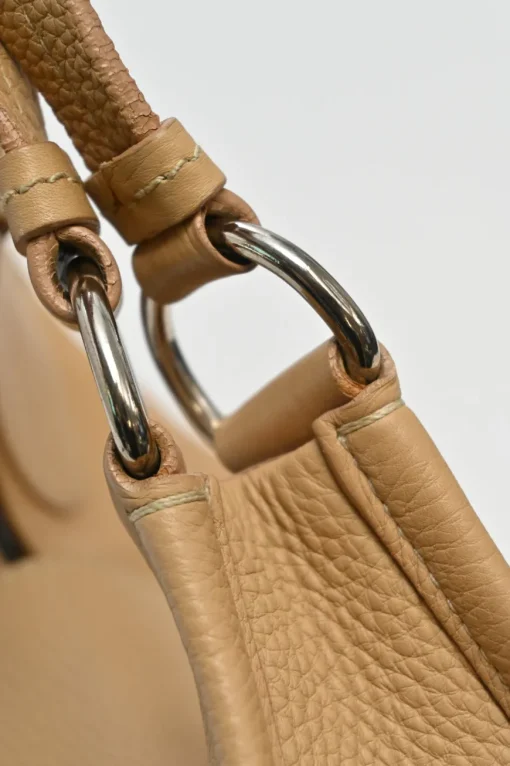 Caramel grained calfskin buckle hobo bag