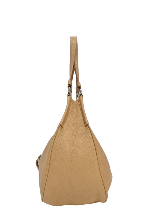 Caramel grained calfskin buckle hobo bag