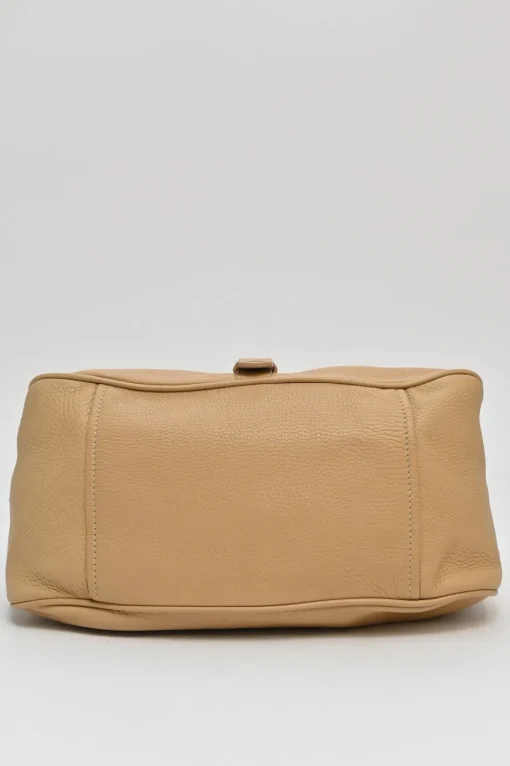Caramel grained calfskin buckle hobo bag