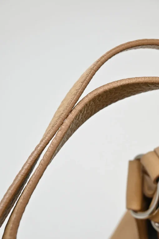 Caramel grained calfskin buckle hobo bag