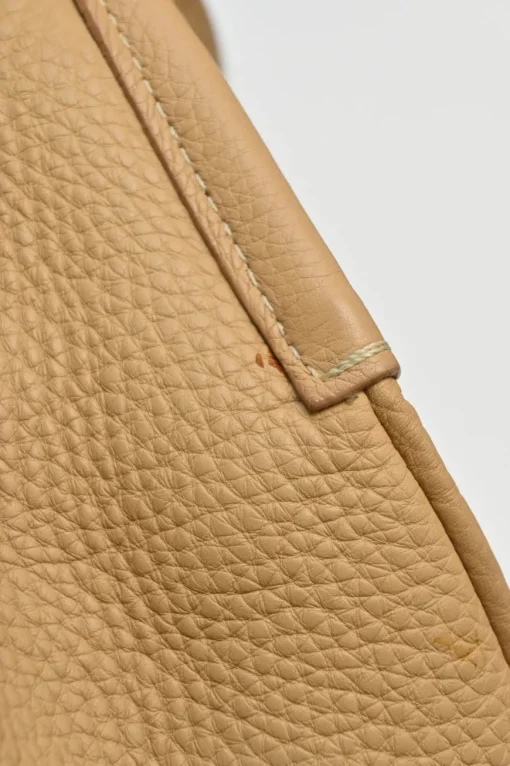 Caramel grained calfskin buckle hobo bag