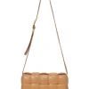 Caramel leather Padded Cassette shoulder bag with adjustable strap