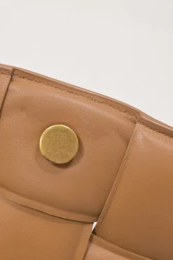 Caramel leather Padded Cassette shoulder bag with adjustable strap