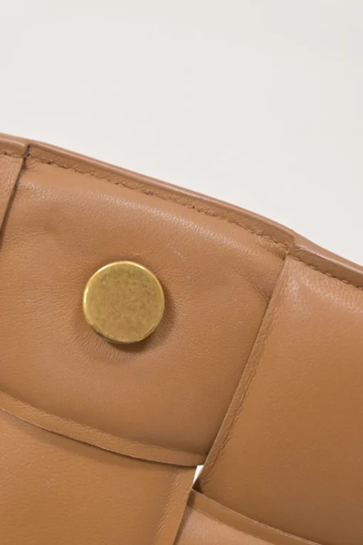 Caramel leather Padded Cassette shoulder bag with adjustable strap