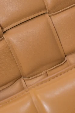 Caramel leather Padded Cassette shoulder bag with adjustable strap