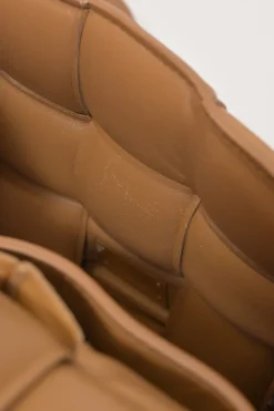 Caramel leather Padded Cassette shoulder bag with adjustable strap