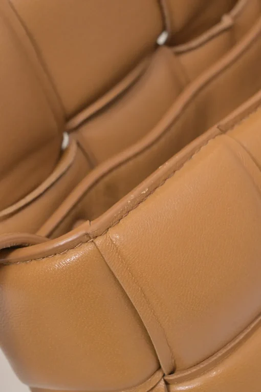 Caramel leather Padded Cassette shoulder bag with adjustable strap