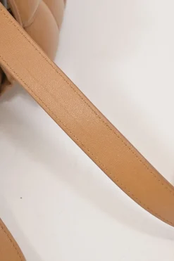 Caramel leather Padded Cassette shoulder bag with adjustable strap
