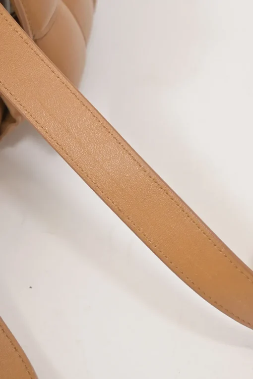 Caramel leather Padded Cassette shoulder bag with adjustable strap