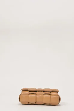 Caramel leather Padded Cassette shoulder bag with adjustable strap
