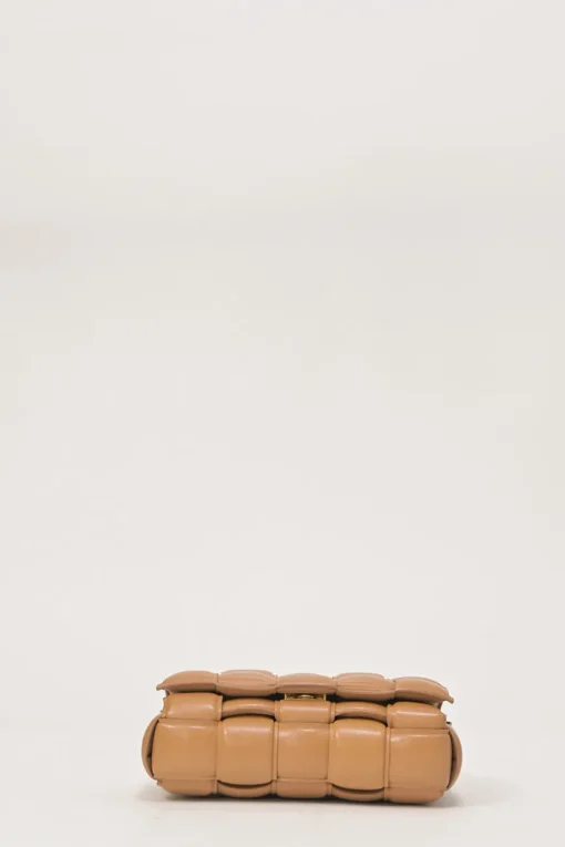 Caramel leather Padded Cassette shoulder bag with adjustable strap