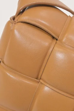 Caramel leather Padded Cassette shoulder bag with adjustable strap