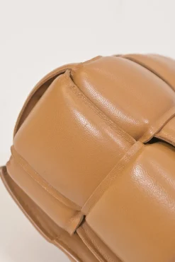 Caramel leather Padded Cassette shoulder bag with adjustable strap