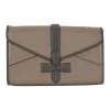 Cartero khaki leather envelope clutch pouch