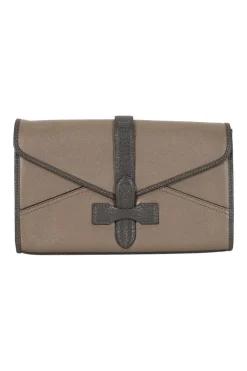Cartero khaki leather envelope clutch pouch