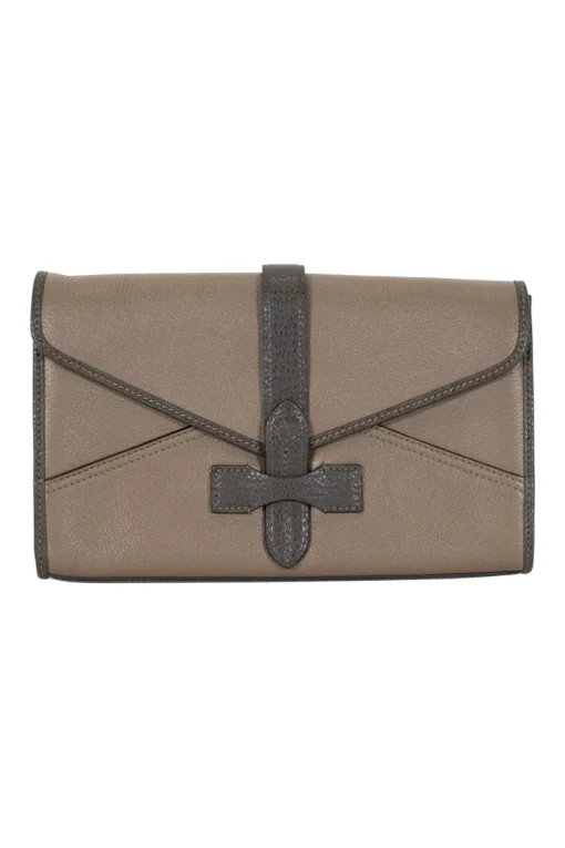 Cartero khaki leather envelope clutch pouch