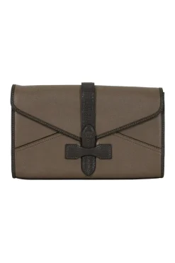 Cartero khaki leather envelope clutch pouch