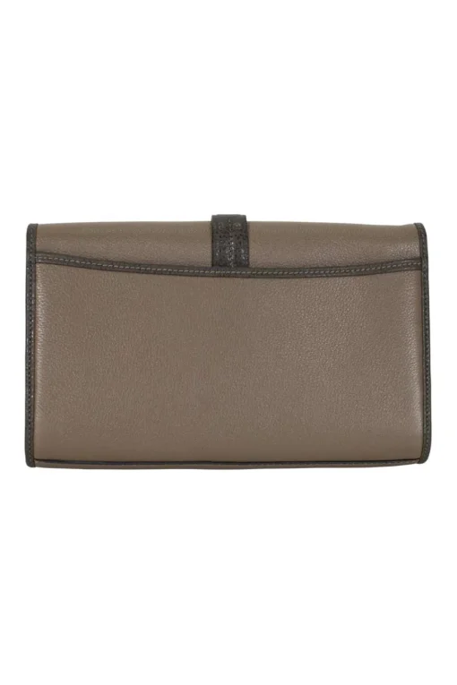 Cartero khaki leather envelope clutch pouch