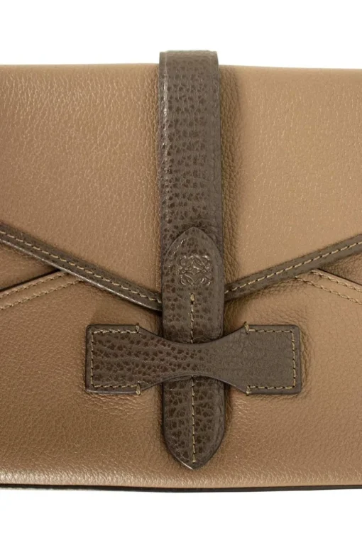 Cartero khaki leather envelope clutch pouch