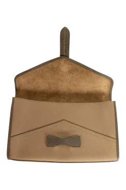 Cartero khaki leather envelope clutch pouch