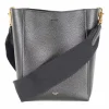 Celine black Sangle small calfskin bucket bag with golden hardware