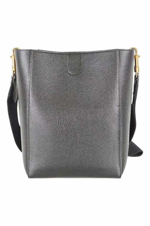 Celine black Sangle small calfskin bucket bag with golden hardware