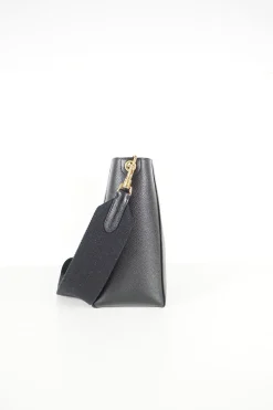 Celine black Sangle small calfskin bucket bag with golden hardware