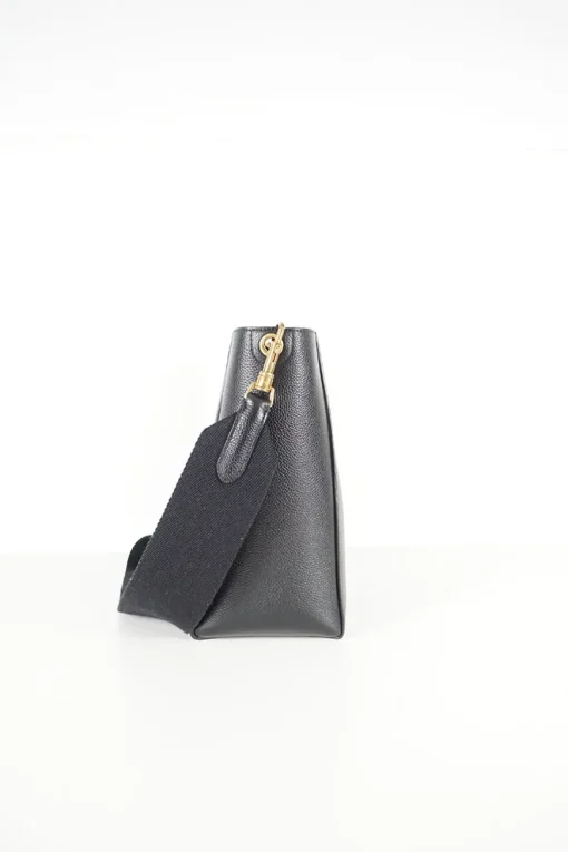 Celine black Sangle small calfskin bucket bag with golden hardware