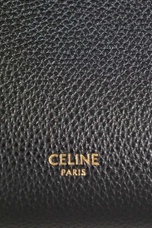 Celine black Sangle small calfskin bucket bag with golden hardware