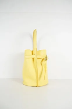 Celine yellow leather top-handle 2 way 'Big Bag Nano Bucket' bag