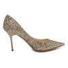 Champagne coarse glitter-bonded leather pointed-toe Romy pumps