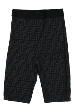 Charcoal and black fully-fashioned polyamide Lycra 'Forever Fendi' Zucca cycling shorts