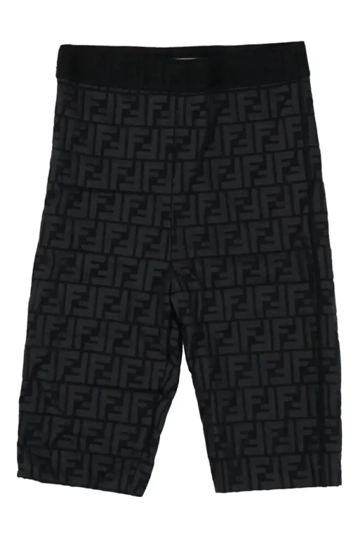 Charcoal and black fully-fashioned polyamide Lycra 'Forever Fendi' Zucca cycling shorts