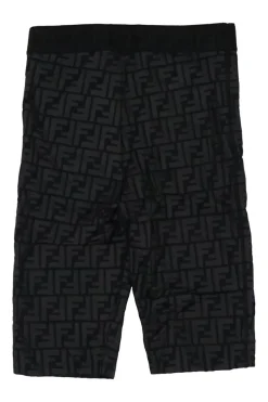 Charcoal and black fully-fashioned polyamide Lycra 'Forever Fendi' Zucca cycling shorts