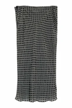 Charcoal and black viscose-silk blend Dobby jacquard pull-on midi skirt with adjustable drawstring waist
