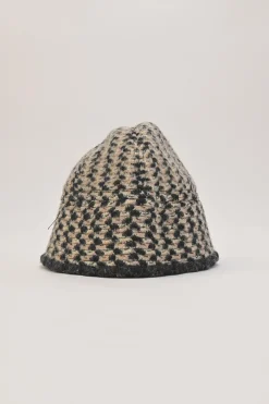 Charcoal and blush wool-blend chenille cloche hat