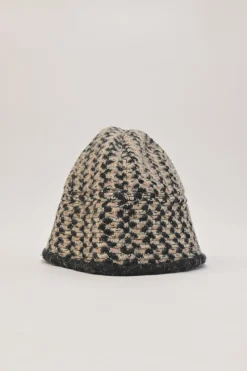 Charcoal and blush wool-blend chenille cloche hat
