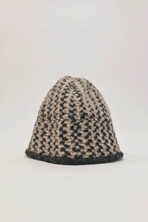Charcoal and blush wool-blend chenille cloche hat