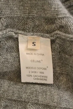 Charcoal cashmere cable knit crewneck pullover sweater