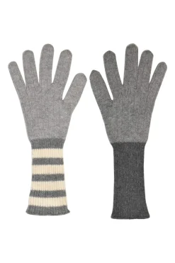 Charcoal cashmere Funmix 4-bar rib knit gloves