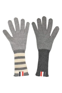 Charcoal cashmere Funmix 4-bar rib knit gloves