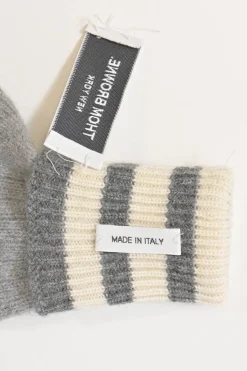 Charcoal cashmere Funmix 4-bar rib knit gloves