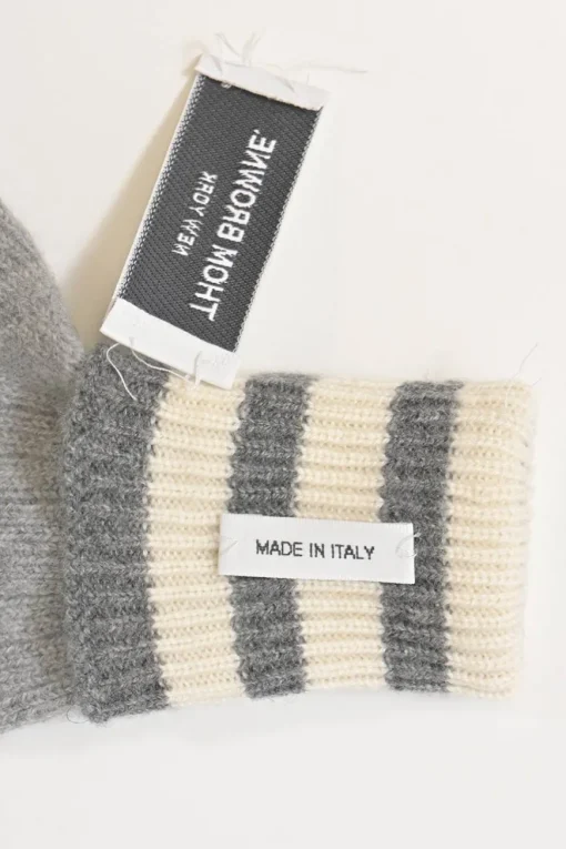 Charcoal cashmere Funmix 4-bar rib knit gloves