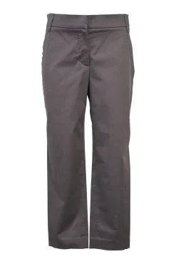 Charcoal cotton-blend gabardine high-rise straight-leg pants
