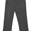 Charcoal distressed polyester-blend single breasted notch lapel blazer and cropped straight-leg trouser set