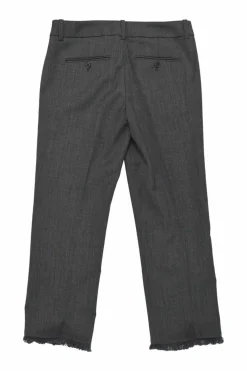 Charcoal distressed polyester-blend single breasted notch lapel blazer and cropped straight-leg trouser set