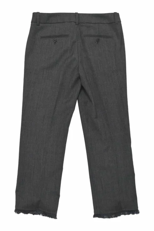 Charcoal distressed polyester-blend single breasted notch lapel blazer and cropped straight-leg trouser set