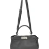 Charcoal grained leather Peekaboo Iconic satchel with detachable shoulder strap