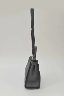 Charcoal grained leather Peekaboo Iconic satchel with detachable shoulder strap