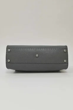 Charcoal grained leather Peekaboo Iconic satchel with detachable shoulder strap